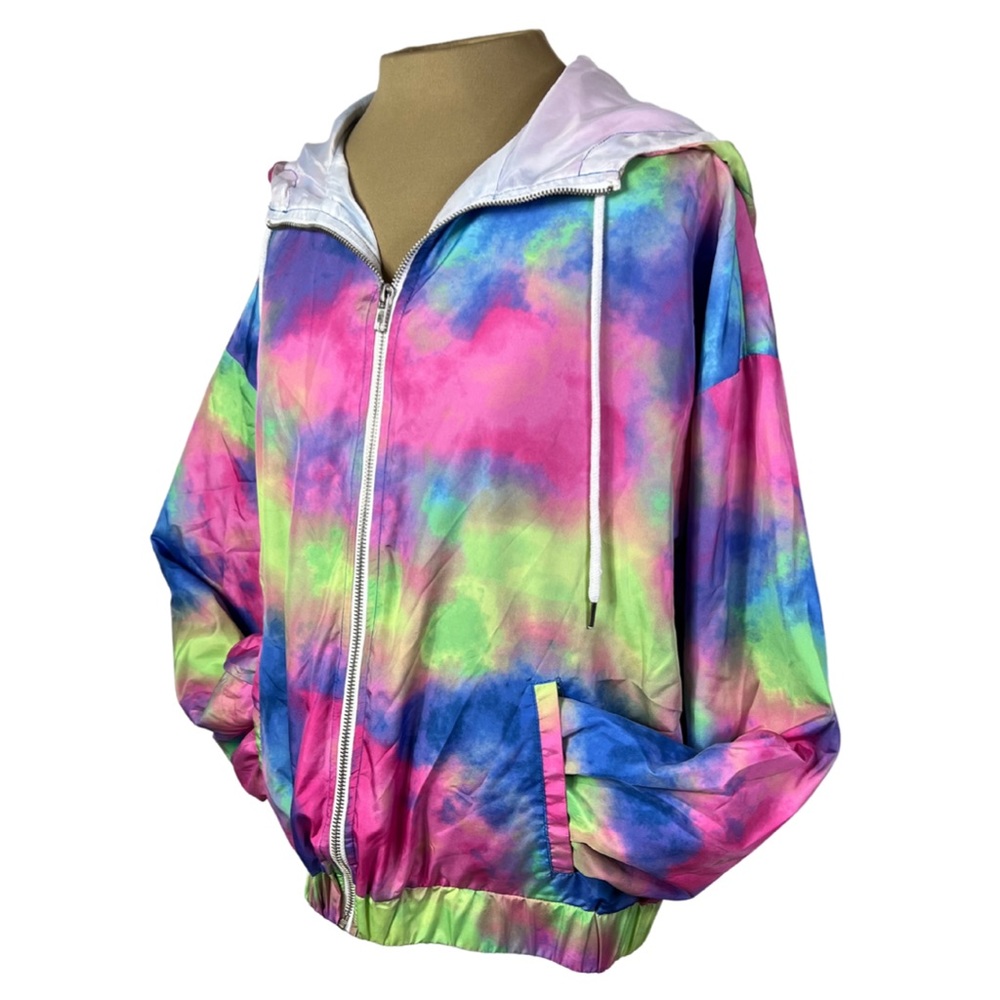 RILEY & JAMES Neon Tie-Dye Windbreaker Jacket